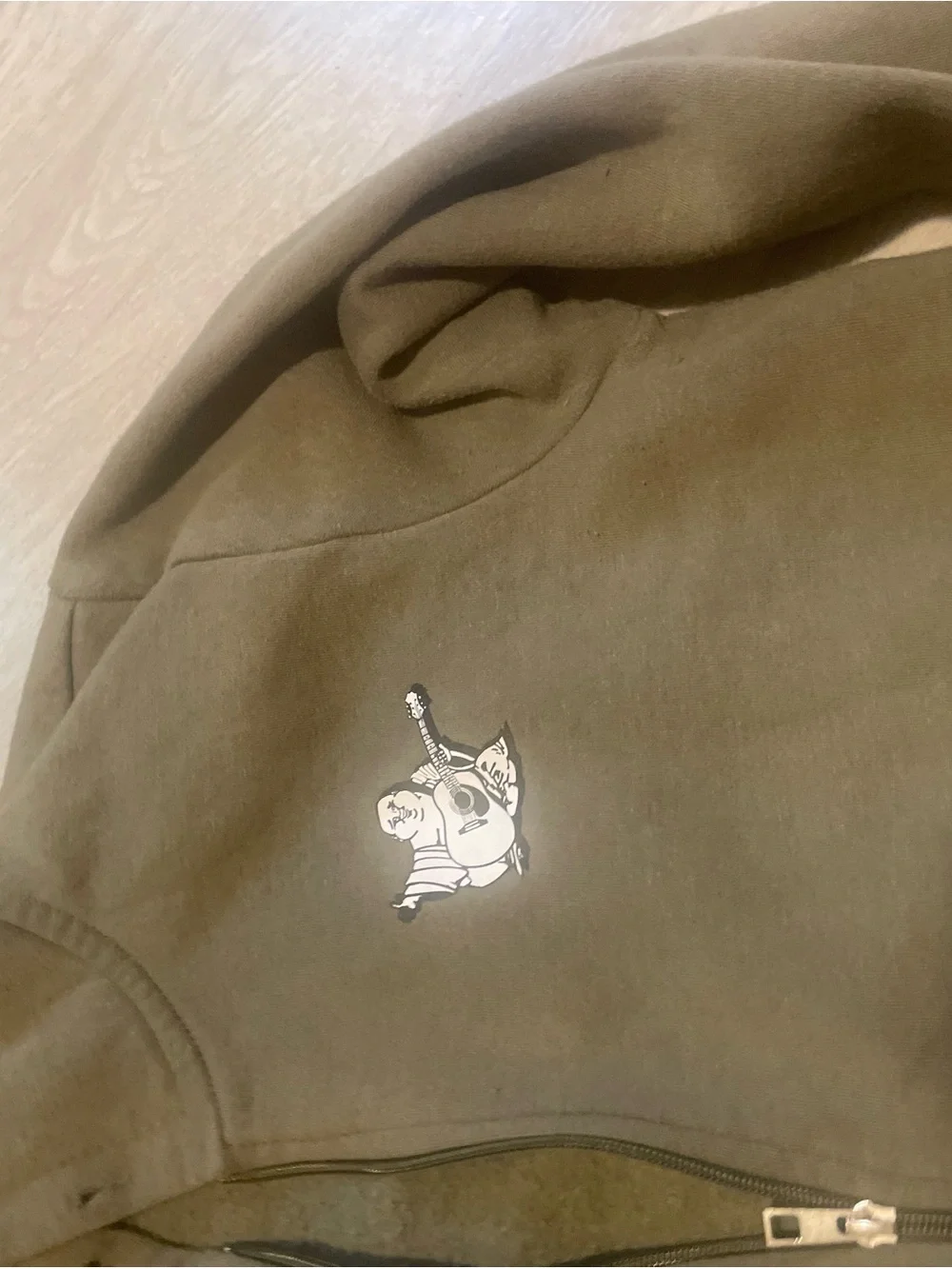 True Religion Men's Olive Green Graphic Zip-Up Hoodie